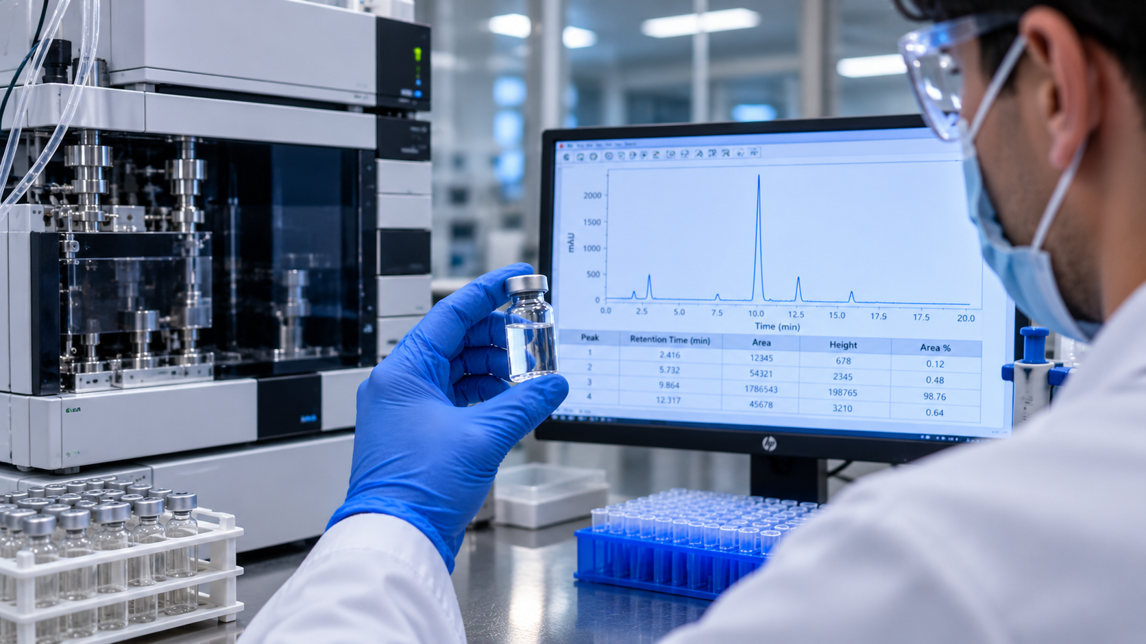 Research grade peptides being tested in the Zentrax Peptides lab